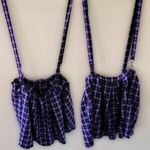 HOT TOPIC Purple Plaid Goth Suspender Miniskirt